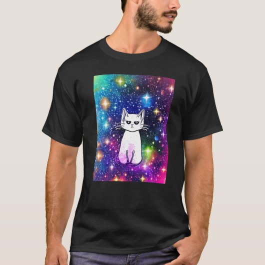 Space Cat Kitty Kitten Lover In Cat Art Style Prem Tシャツ (正面)