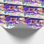 Space cat licking itself ラッピングペーパー (角)