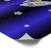 Space Cat on a Retro Rocketship ポスター (角)