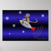 Space Cat on a Retro Rocketship ポスター (正面)
