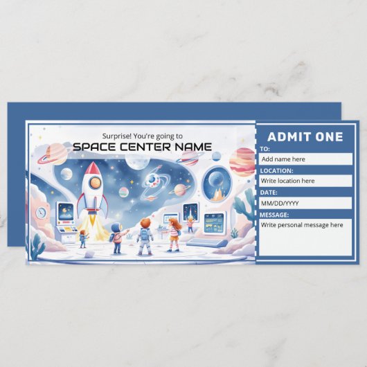 Space Centre -  Space Museum Ticket Template 招待状 (正面/裏面)