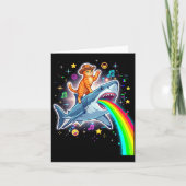 Space Cowboy Cat Riding Shark Rainbow Xel Art  カード (正面)