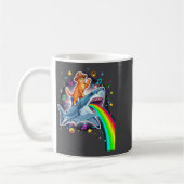 Space Cowboy Cat Riding Shark Rainbow Xel Art  コーヒーマグカップ (左)