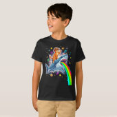 Space Cowboy Cat Riding Shark Rainbow Xel Art  Tシャツ (正面フル)