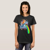 Space Cowboy Cat Riding Shark Rainbow Xel Art  Tシャツ (正面フル)
