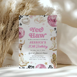 Space Cowgirl Rodeo Pink Disco Birthday Party  招待状