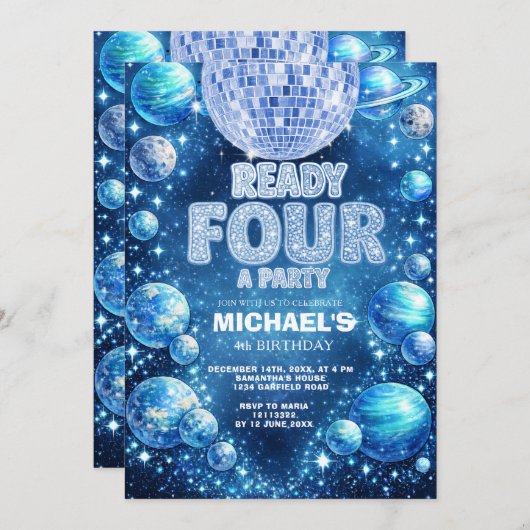 Space Disco 4th Birthday READY FOUR A PARTY 招待状 (正面/裏面)