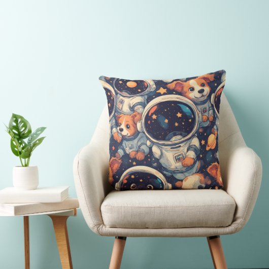 Space Dog Line Art | Minimalist Astronaut  クッション (椅子)