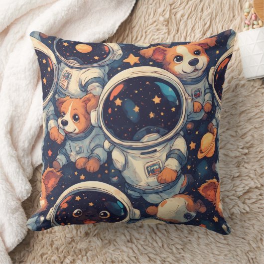 Space Dog Line Art | Minimalist Astronaut  クッション (ブランケット)