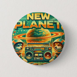 SPACE DOGS RADIO -  NEW PLANET LOGO26 缶バッジ