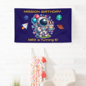  Space Explorer Astronaut Birthday Banner Boy 横断幕 (インサイチュ)