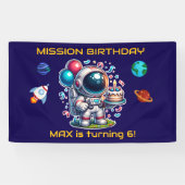 Space Explorer Astronaut Birthday Banner Boy 横断幕 (横)