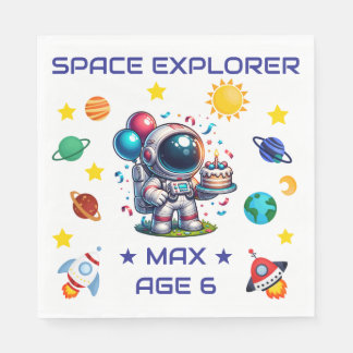 Space Explorer Astronaut Birthday Napkins Custom スタンダードランチョンナプキン