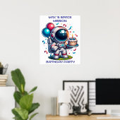 Space Explorer Astronaut Birthday Poster Custom ポスター (ホームオフィス)