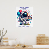 Space Explorer Astronaut Birthday Poster Custom ポスター (キッチン)