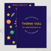  Space Explorer Astronaut Birthday Thank You Card  サンキューカード (正面/裏面)