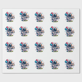 Space Explorer Astronaut Birthday Wrapping Paper  ラッピングペーパー
