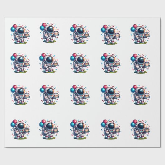 Space Explorer Astronaut Birthday Wrapping Paper  ラッピングペーパー (フラット)
