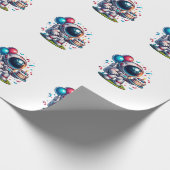 Space Explorer Astronaut Birthday Wrapping Paper  ラッピングペーパー (角)