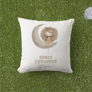 Space Explorer Fairy Moon Personalized Custom Name アウトドアクッション