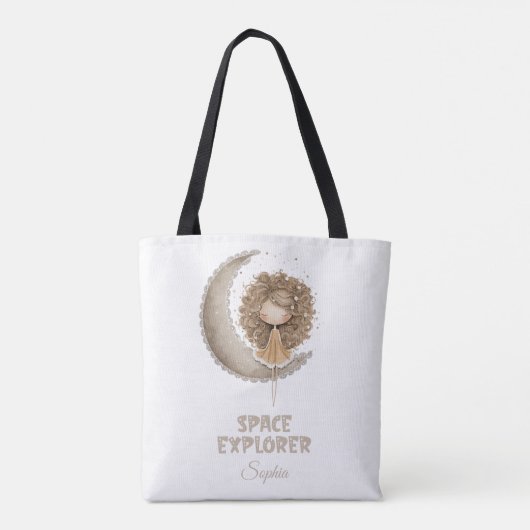 Space Explorer Fairy Moon Personalized Custom Name トートバッグ (裏面)
