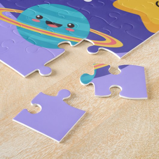Space Explorer Kids Puzzle | Cute Astronaut & Plan ジグソーパズル (側面)