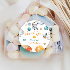 Space Explorer Thank You Birthday Astronaut Planet ラウンドシール