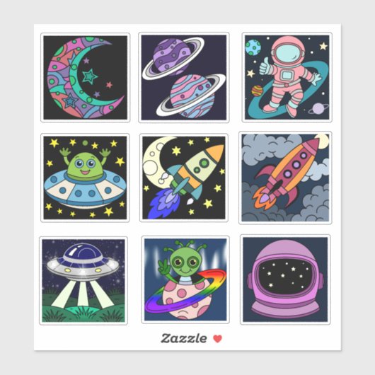 Space Explorers Kids Sticker Sheet シール (シート)