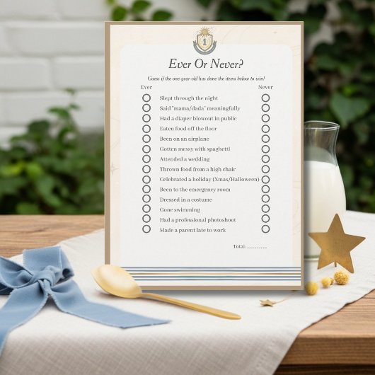 Space First Birthday Ever or Never game card シーズンカード