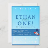 Space First Birthday Invitation – Astronaut Party 招待状 (正面)