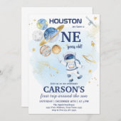 Space First Outer Space First Birthday 招待状 (正面/裏面)