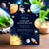Space First Trip Around The Sun 1st Birthday 招待状