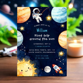 Space First Trip Around The Sun 1st Birthday 招待状