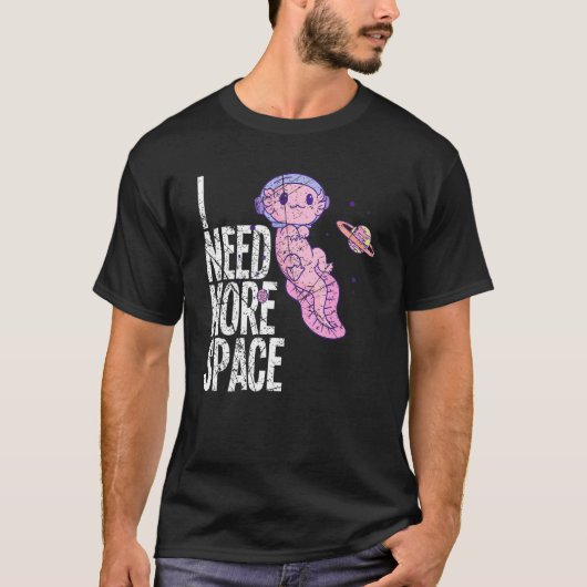 Space Galaxy Flying Axolotl Spacesuit Salamander S Tシャツ (正面)