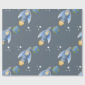 Space Galaxy Planets, Stars & Rocket  Orbits astro ラッピングペーパー (フラット)