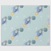 Space Galaxy Planets, Stars & Rocket Orbits astro ラッピングペーパー (フラット)