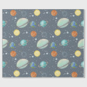 Space Galaxy Planets, Stars & Rocket  Orbits astro ラッピングペーパー (フラット)