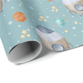 Space Galaxy Planets, Stars & Rocket Orbits astro ラッピングペーパー (ロールコーナー)