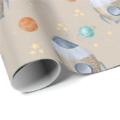 Space Galaxy Planets, Stars & Rocket Orbits astro ラッピングペーパー (ロールコーナー)