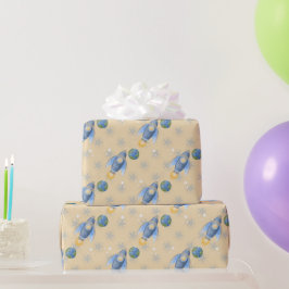 Space Galaxy Planets, Stars & Rocket Orbits astro ラッピングペーパー