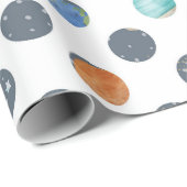 Space Galaxy Planets, Stars & Rocket  Orbits astro ラッピングペーパー (ロールコーナー)