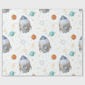 Space Galaxy Planets, Stars & Rocket Orbits astro ラッピングペーパー (フラット)