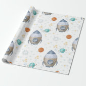 Space Galaxy Planets, Stars & Rocket Orbits astro ラッピングペーパー (アンロールド)