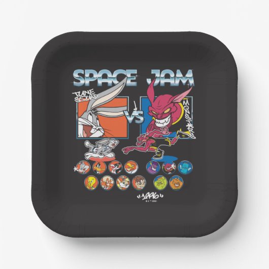 SPACE JAM™ TUNE SQUAD™ VS モンスターズ ロスターデザイン ペーパープレート (正面)