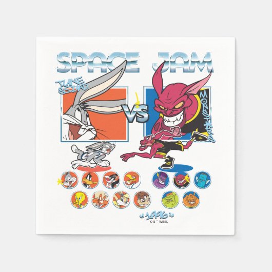 SPACE JAM™ TUNE SQUAD™ VS Monstars Roster Graphic スタンダードカクテルナプキン (正面)