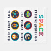 Space keeps us wondering フリースブランケット (正面(横))
