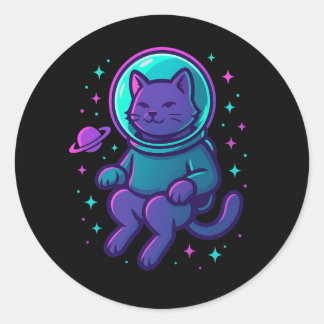 Space Kitty 2099 – Astronaut Cat Sticker ラウンドシール