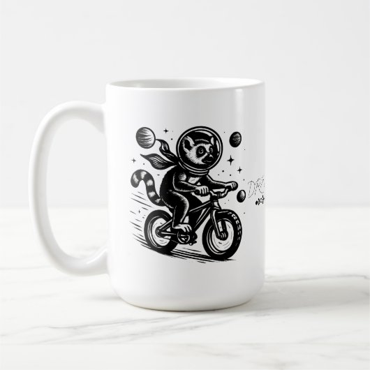 Space Lemur Astronaut Riding Bicycle - Madagascar  コーヒーマグカップ (左)