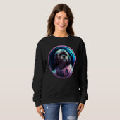 Space Lhasa Apso Dog Mom Dad Lhasa Apso スウェットシャツ (正面フル)
