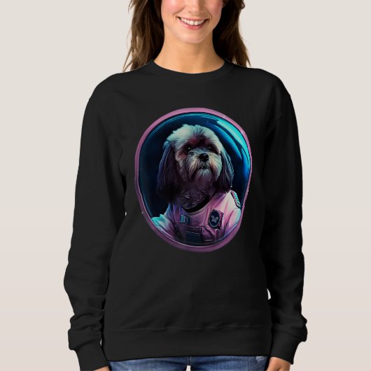 Space Lhasa Apso Dog Mom Dad Lhasa Apso スウェットシャツ (正面)